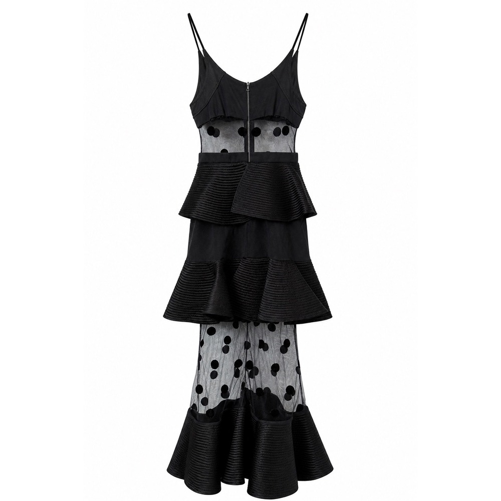 David‎ Koma Polka Dot Candy Sheer Peplum Midi Dress UK 10 US 6 Runway - Picture 12 of 13